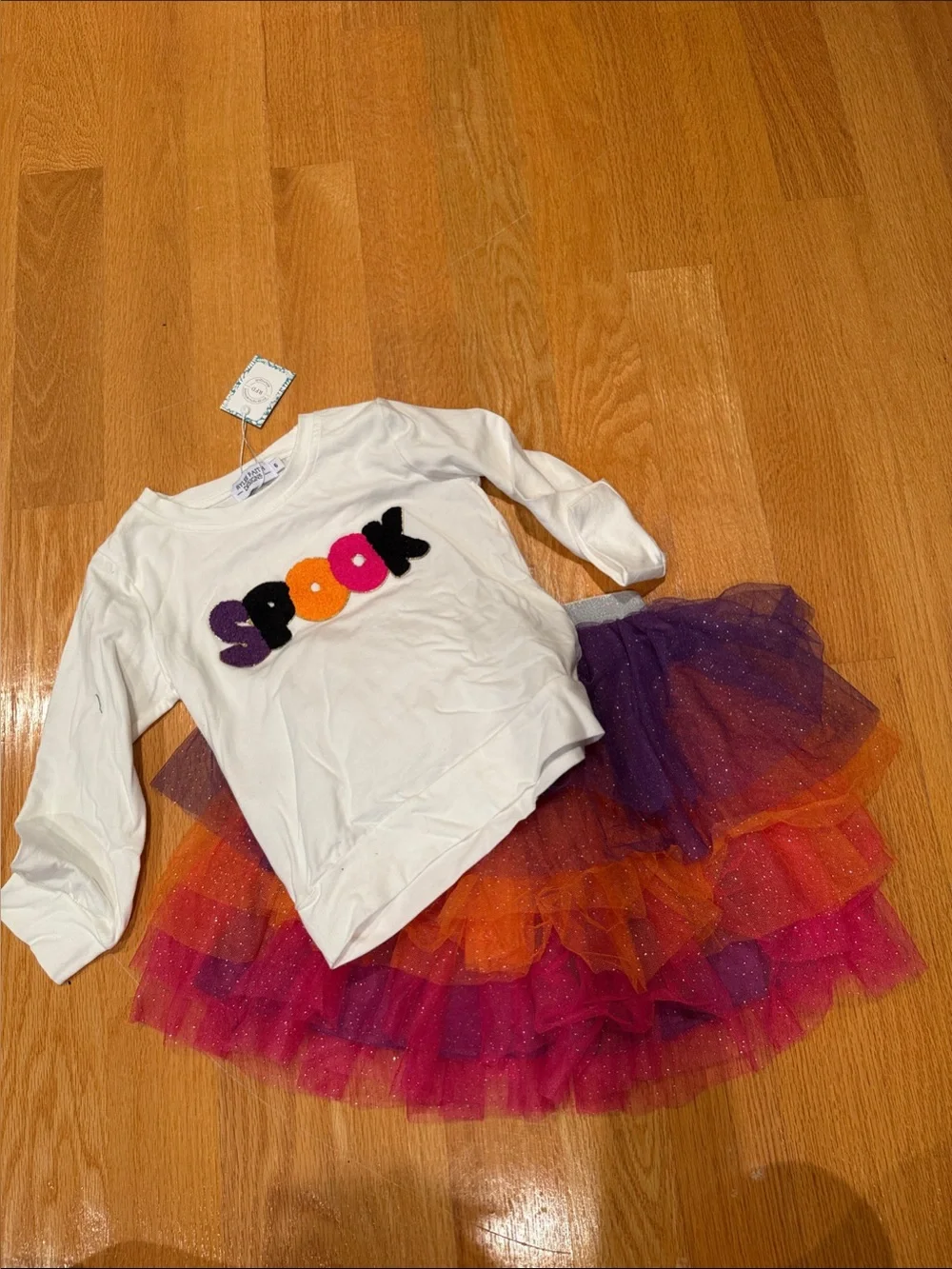 Halloween Purple, Orange & Pink Sparkle Layered Tutu Skirt with matching top